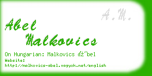 abel malkovics business card